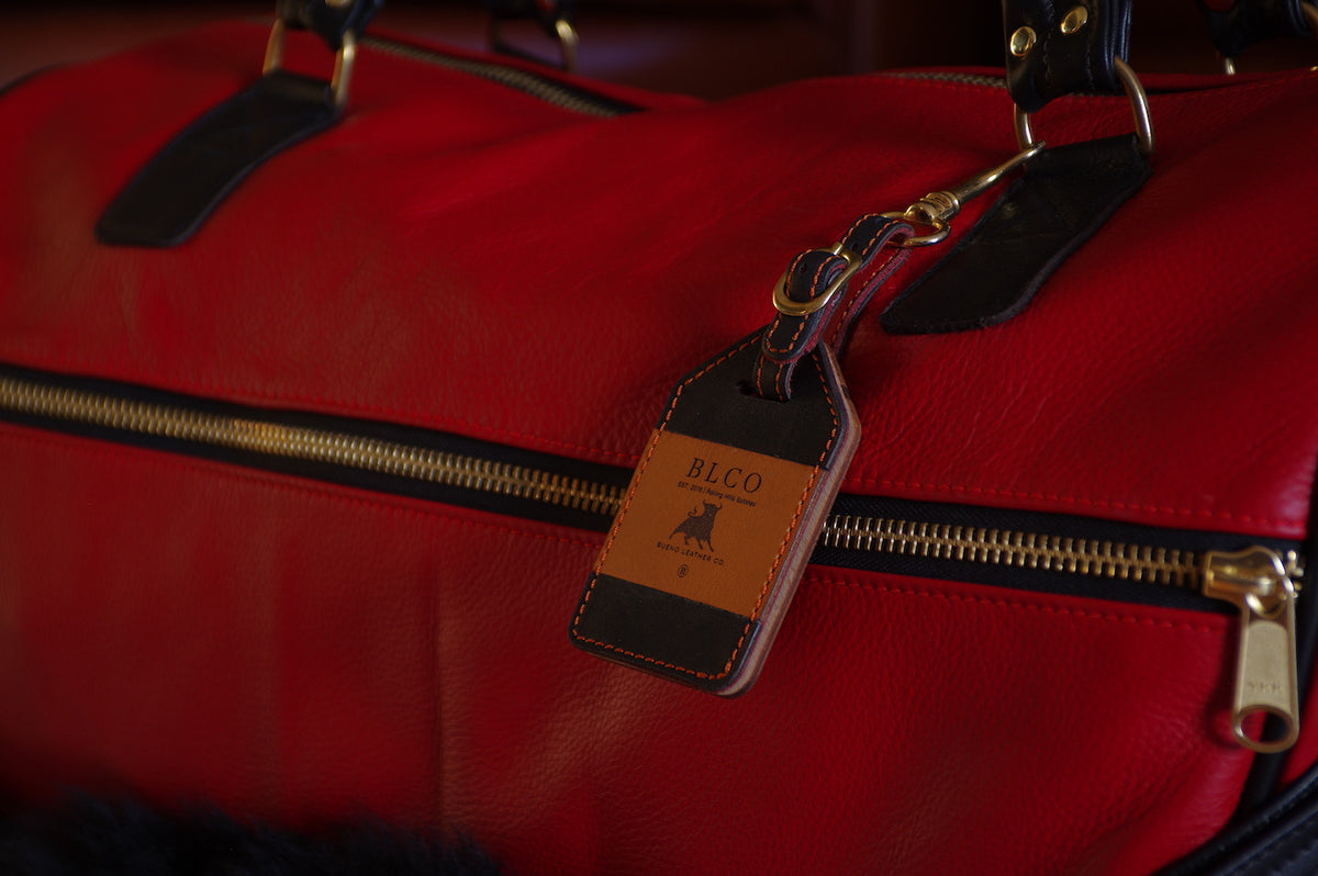 Bueno Leather Co. BLCO® XL-LUX luxury leather duffle bag with sturdy handles and polished finish, handcrafted for travel and style.