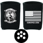 Corspice Logo Koozie holding a beverage can, made of insulated material, featuring the Corspice brand logo for keeping drinks cold.