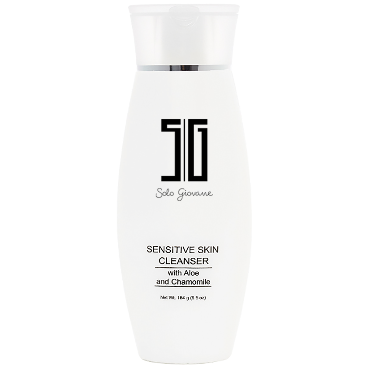 Sensitive skin cleanser from BACKUPMYFILESNOW® in a clear bottle with a pump dispenser, showing a gentle, soothing formula.