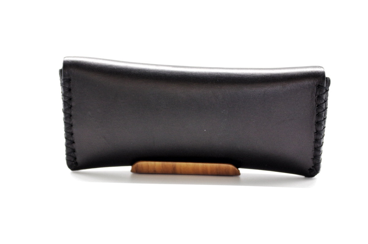 Bueno Leather Co. BLCO® handmade leather sunglasses case with sleek, durable design and secure closure.