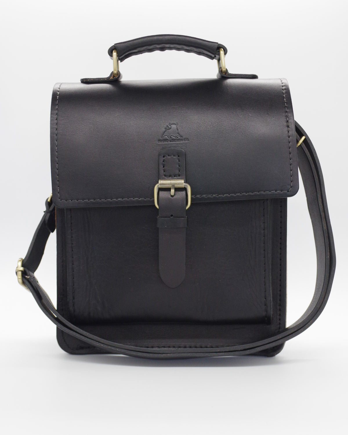 Handcrafted leather BLCO® travel satchel case with sturdy handle and classic design, suitable for stylish travel and organization.