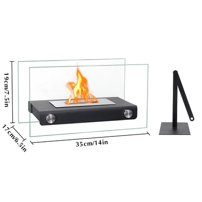 White 14-inch rectangular tabletop fire bowl by JHY DESIGN, designed for outdoor gel and ethanol fireplaces, ideal for patio decor.