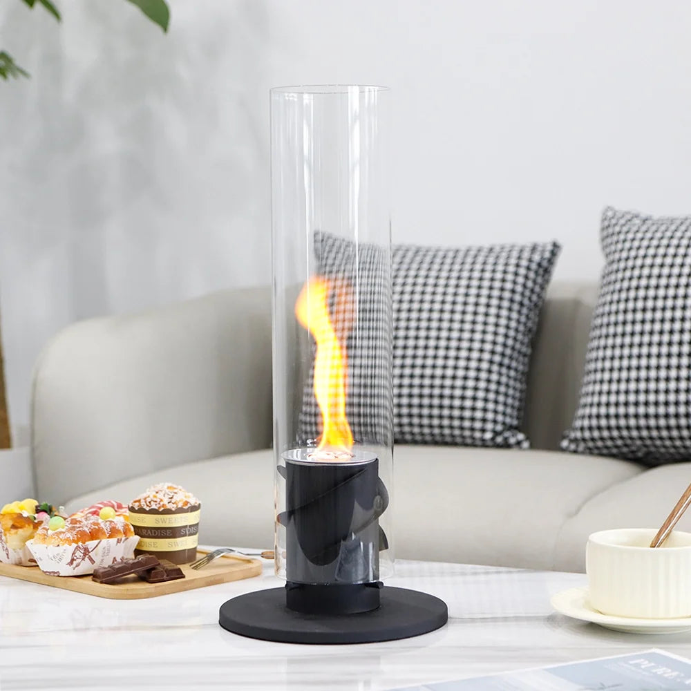 Outdoor 17-inch bio ethanol ventless fireplace by JHY DESIGN with a sleek fire bowl for tabletop use.