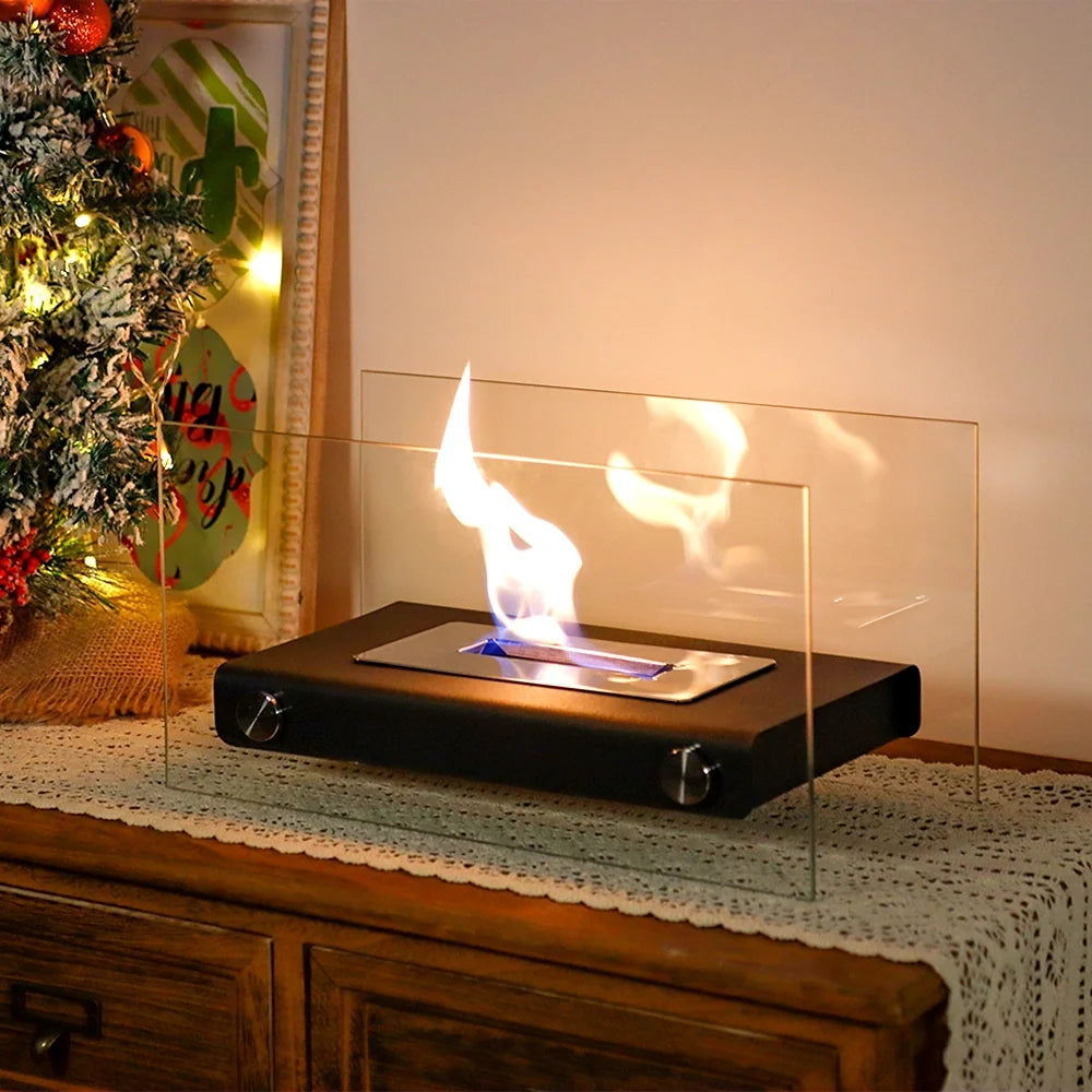 White 14-inch rectangular tabletop fire bowl by JHY DESIGN, perfect for gel and ethanol fireplaces, outdoor use.