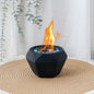 Portable 6x4-inch JHY DESIGN cement tabletop fireplace with gel and ethanol fire features, ideal for indoor or outdoor use.
