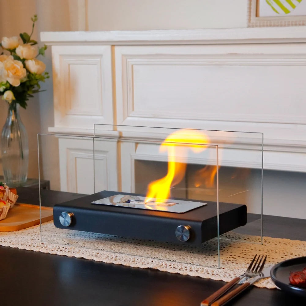 White 14-inch rectangular tabletop fire bowl by JHY DESIGN, perfect for gel and ethanol fireplaces, shown on a smooth surface.
