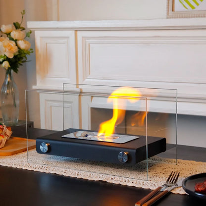 White 14-inch rectangular tabletop fire bowl by JHY DESIGN, perfect for gel and ethanol fireplaces, shown on a smooth surface.