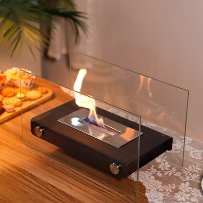 White 14-inch rectangular tabletop fire bowl from JHY DESIGN, designed for gel and ethanol fires, perfect for outdoor decor.