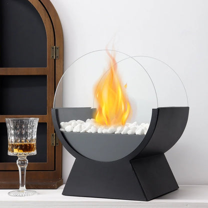 Portable 13.5-inch tabletop fireplace by JHY DESIGN featuring gel and ethanol fire features with a modern fire pit design.