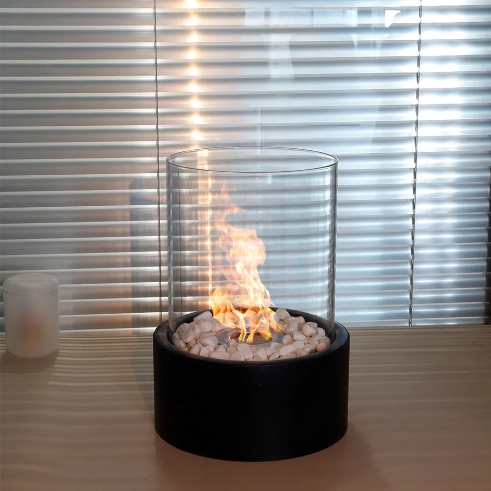 Extra large portable tabletop fire bowl by JHY DESIGN, 22x28cm, gel and ethanol fireplace for indoor and outdoor use.