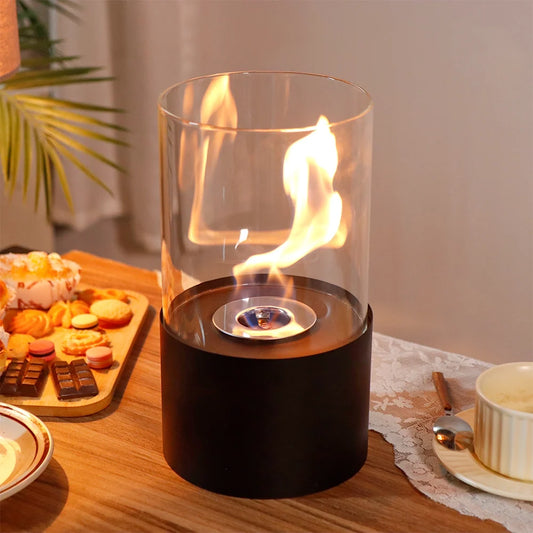 11.5-inch JHY DESIGN tabletop fire bowl with gel and ethanol flames, portable tabletop fireplace for indoor and outdoor use.