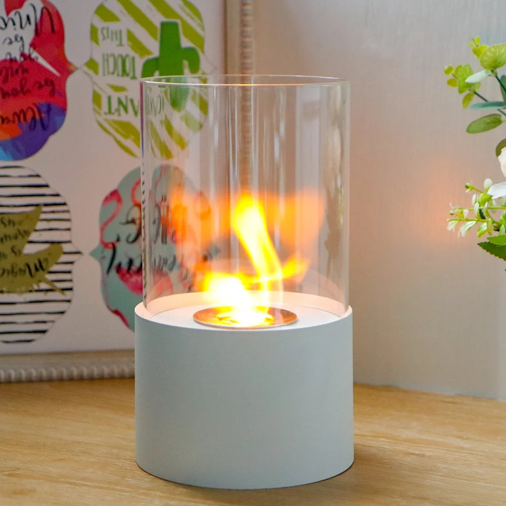 Portable 11.5-inch JHY DESIGN tabletop fire bowl with gel and ethanol fireplace for indoor or outdoor use.