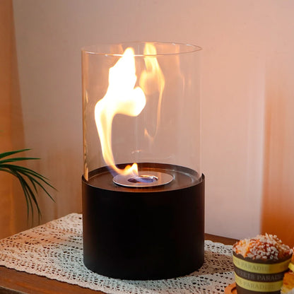Portable 11.5-inch JHY DESIGN tabletop fire bowl with gel and ethanol fireplace, showcasing a modern, sleek design for indoor or outdoor use.