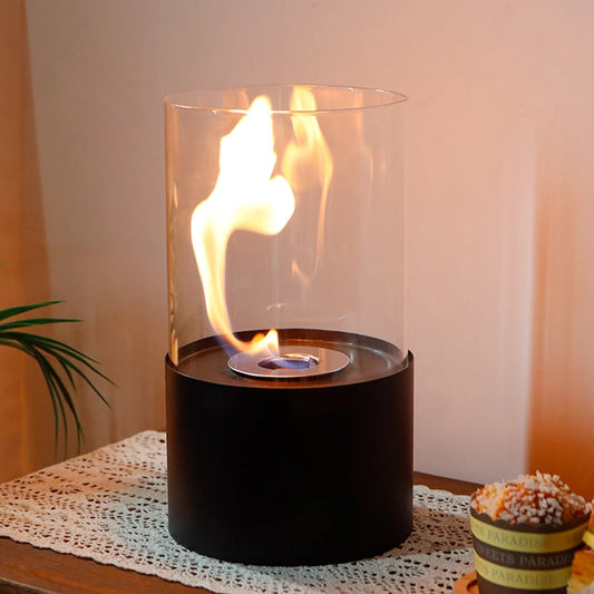 Portable 11.5-inch JHY DESIGN tabletop fire bowl with gel and ethanol fireplace, showcasing a modern, sleek design for indoor or outdoor use.