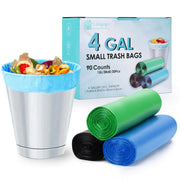 Small Trash Bags 4 Gallon: Bathroom Trash Bags15 Liters Trash Bin Liners - Unscented Small Garbage Bags for Bathroom Bedroom Office (90 Count)
