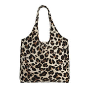 WOAIDY Leopard Print Reusable Grocery Bags 50lbs Foldable Durable Shopping Totes With Handles Large Washable Bags