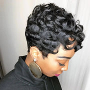 Flandi Pixie Cut Wigs Human Hair Wigs Short Curly Pixie Cut Wigs For Black Women None Lace Front Wig Human Hair Wigs Brazilian Virgin Human Hair Full Machine Made Black Color - BACKUPMYFILESNOW