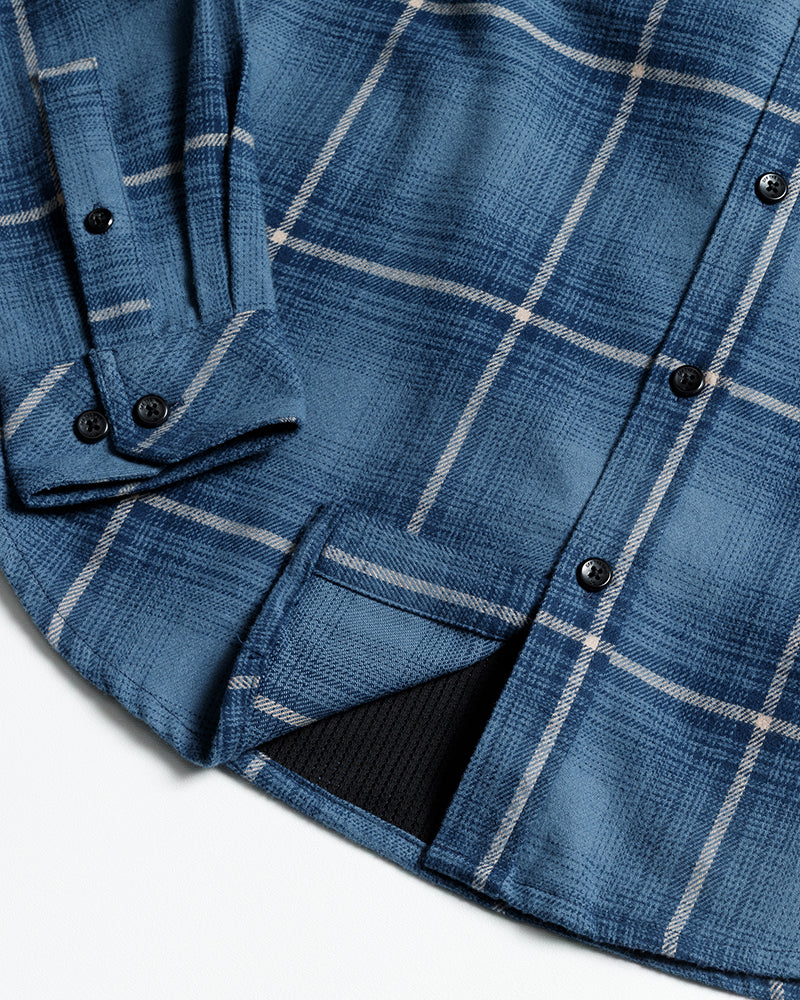 Pale blue Off The Grid Surplus Destroyer Flannel shirt with a soft, cozy fabric and classic button-up design.