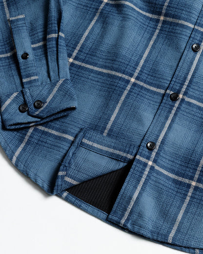Pale blue Off The Grid Surplus Destroyer Flannel shirt with a soft, cozy fabric and classic button-up design.