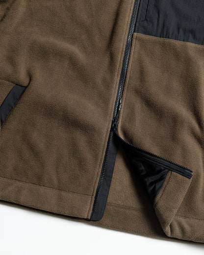 Off The Grid Surplus Bruin Fleece Zip Up in Major Brown, cozy fleece jacket with a front zipper and collar.