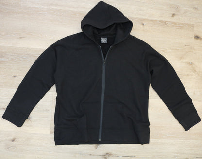 Black women's fleece hoodie by Spun Bamboo with cozy bamboo fleece fabric and a casual, relaxed fit.