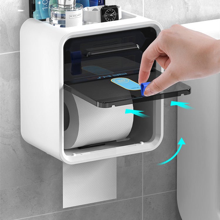White waterproof toilet paper holder by FLIPSTYLEZLLC, designed for toilet paper storage with a sleek single-layer design.