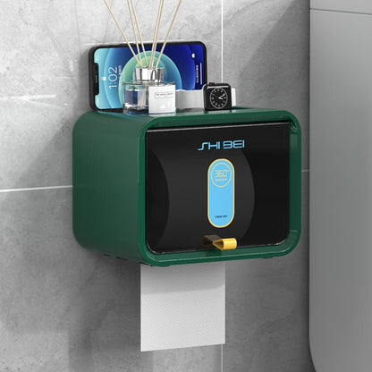 White waterproof toilet paper holder by FLIPSTYLEZLLC for secure toilet paper storage and easy access.