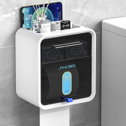 White waterproof toilet paper holder by FLIPSTYLEZLLC for convenient toilet paper storage and organization.
