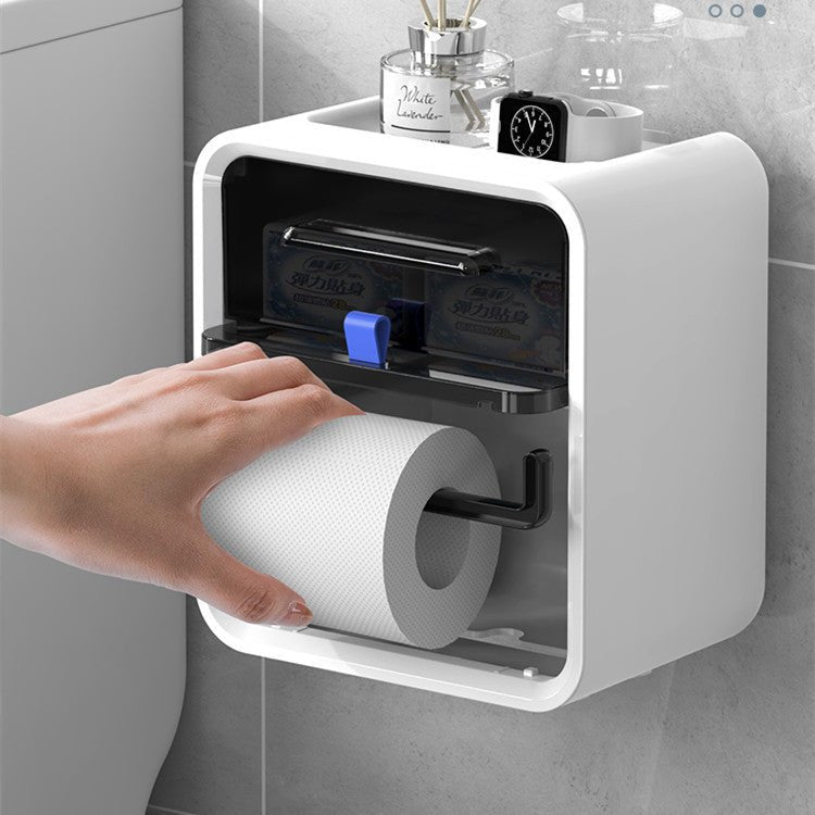 White waterproof toilet paper holder by FLIPSTYLEZLLC, designed for toilet paper storage with a sleek single-layer design.