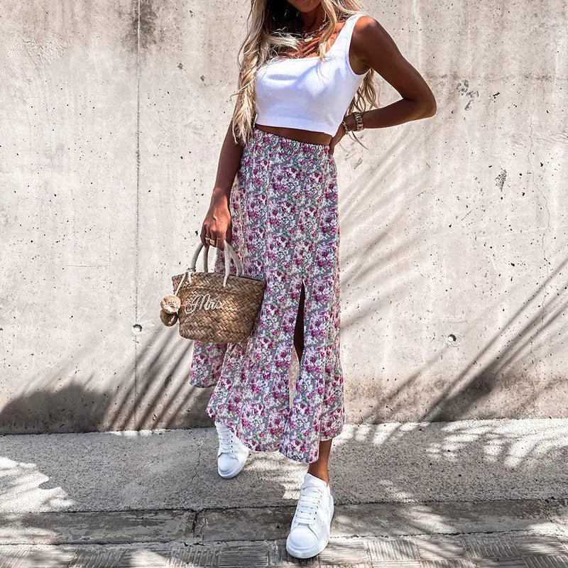 Floral Patchwork Skirt for Summer Leisure Vacation - BACKUPMYFILESNOW