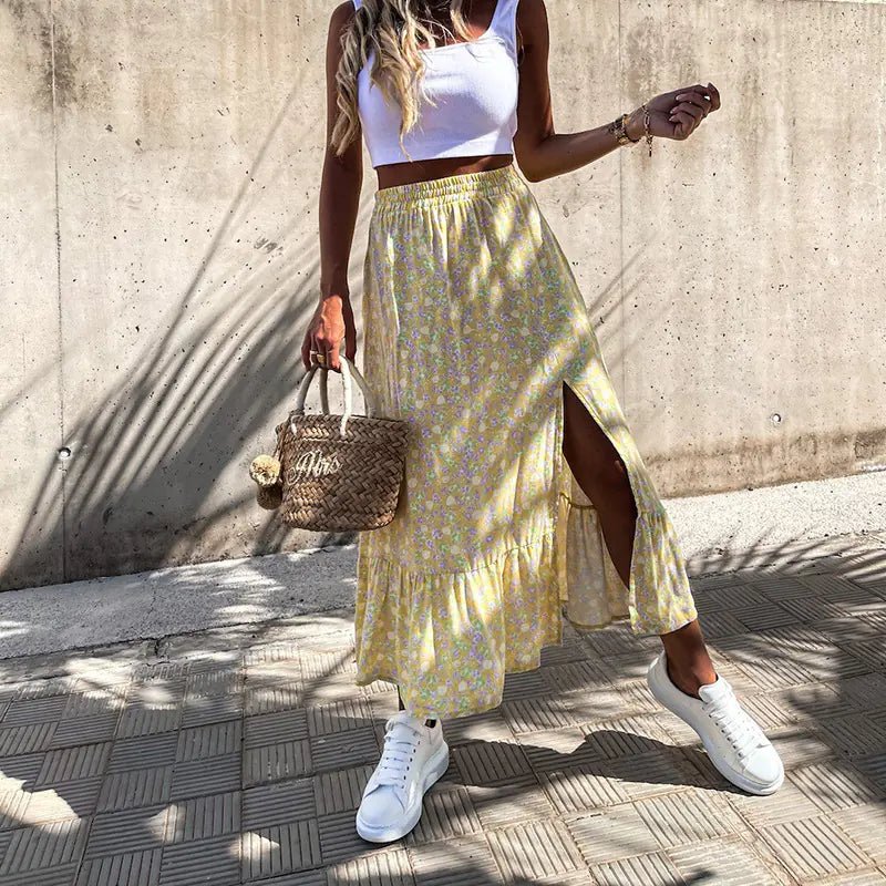 Floral Patchwork Skirt for Summer Leisure Vacation - BACKUPMYFILESNOW