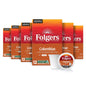 Six packs of Folgers Breakfast Blend Coffee Keurig K-Cup pods, mild roast, 10 pods per pack, suitable for coffee makers.