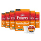 Stack of six packs of Folgers Breakfast Blend Coffee K-Cup pods, mild roast, 10 pods per pack, designed for Keurig coffee makers.