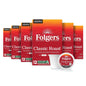Pack of six Folgers Breakfast Blend Coffee Keurig K-Cup pods, mild roast, 10 pods per pack, ideal for breakfast brewing.