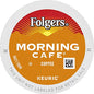 Six packs of Folgers Breakfast Blend Coffee Keurig K-Cup pods, mild roast, 10 pods per pack, arranged in a display.