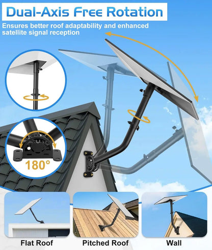 For Starlink Mount Gen 3 Long Type with Pipe Adapter, Mounting Kit Compatible Wall / Roof Mount Adjustable Angle - BACKUPMYFILESNOW.COM®