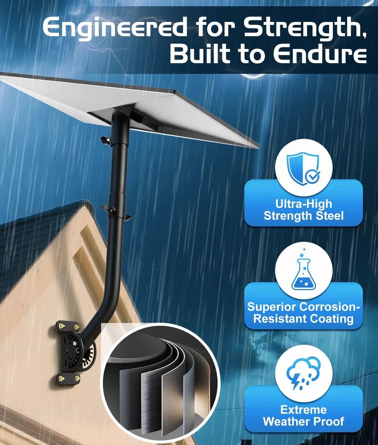 For Starlink Mount Gen 3 Long Type with Pipe Adapter, Mounting Kit Compatible Wall / Roof Mount Adjustable Angle - BACKUPMYFILESNOW.COM®