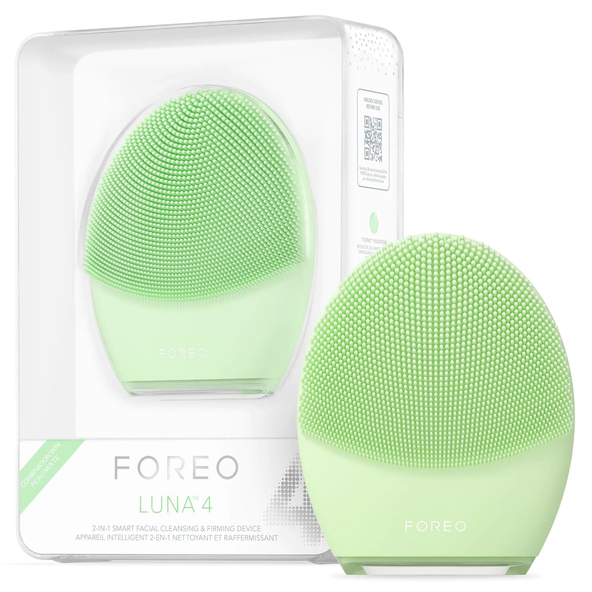 FOREO LUNA 4 Face Cleansing Brush - Firming Face Massager - Anti Aging Face Care - Enhances Absorption of Facial Skin Care Products - Simple Skin Care Tools - Combination Skin.