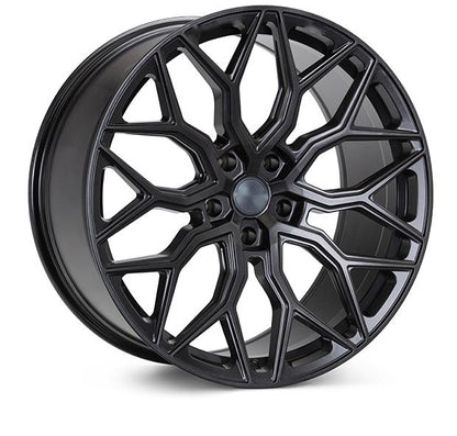 Set of four TESERY Apex Spider-Y forged wheels designed for Tesla Model 3, Model Y, and Model S, showcasing sleek, high-performance alloy rims.