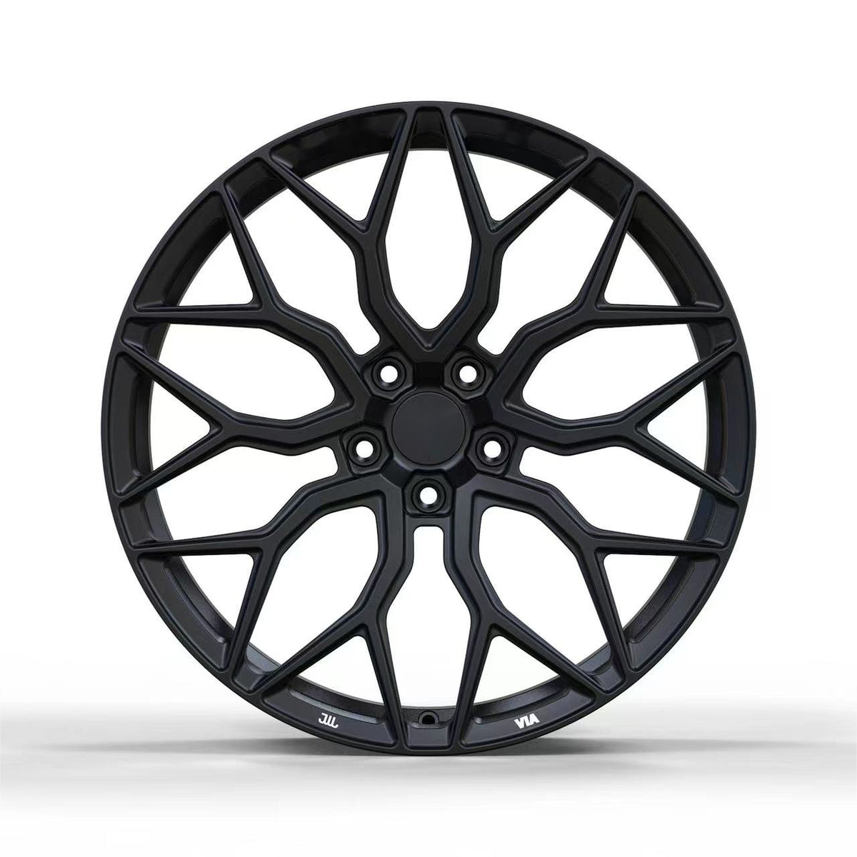 Set of four TESERY Apex Spider-Y forged wheels for Tesla Model 3, Model Y, and S, showcasing sleek, high-performance wheel design.