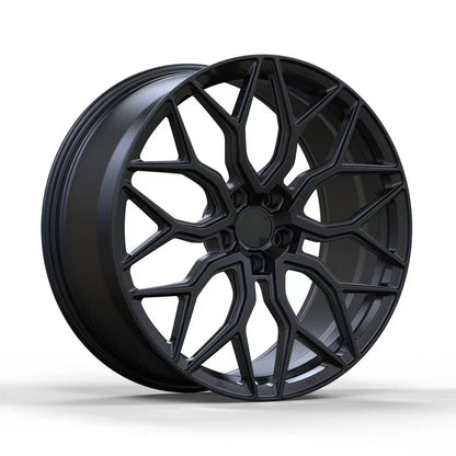 Set of four TESERY Apex Spider-Y forged wheels for Tesla Model 3/Y/S, showcasing sleek, lightweight alloy wheel design.
