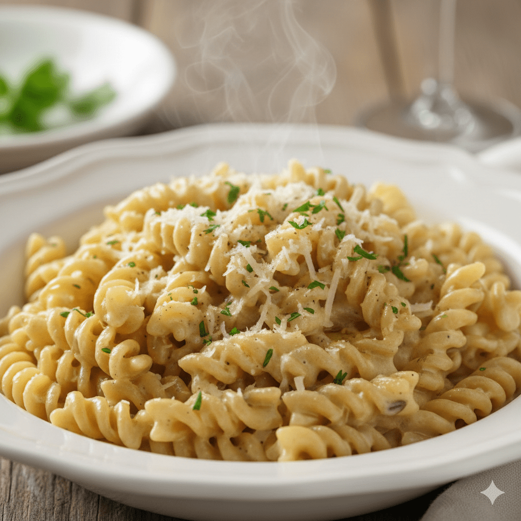 Foundation Outdoors Pasta Alfredo Meal in a prepared ready-to-eat package with creamy pasta and Alfredo sauce.