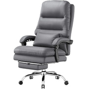 Ylzyxal Office Chair Big and Tall Office Desk Chair Ergonomic Office Chair 400LBS PU Leather Computer Chairs Executive Office Chair with Foot Rest and Lumbar Pillow (Premium Grey)
