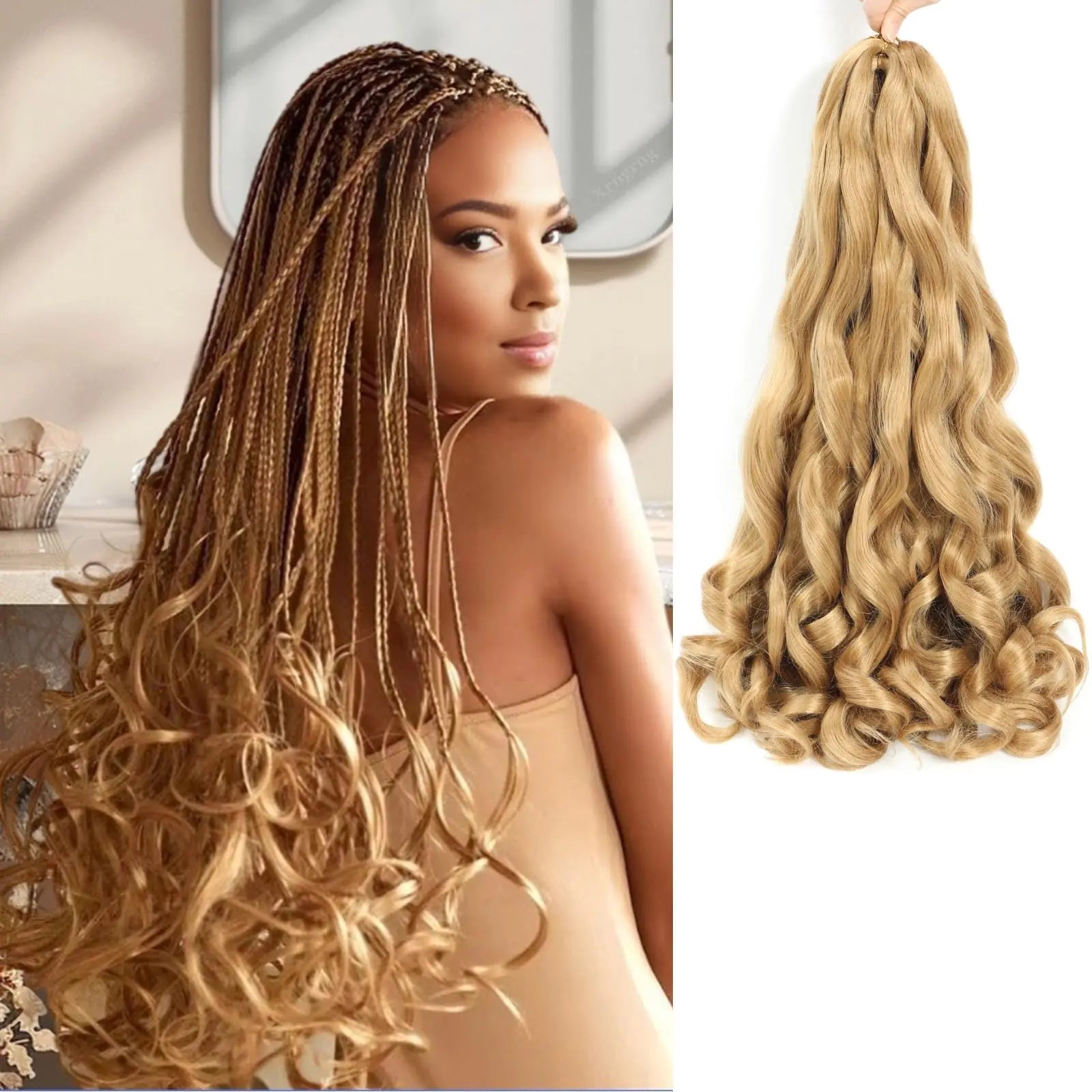 French Curly Braiding Hair 8 Packs Loose Wavy Braiding Hair Pre Stretched Bouncy Synthetic French Curl Braiding Hair Extensions for Women (27 18 Inch) - BACKUPMYFILESNOW