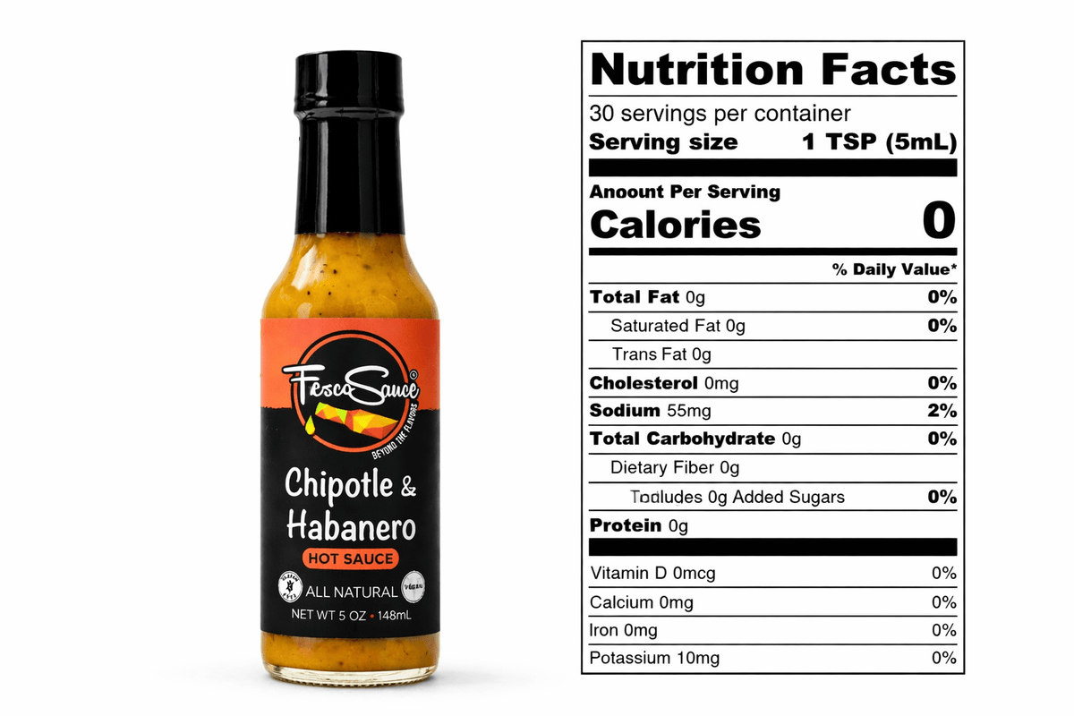 FrescoSauce Chipotle & Habanero hot sauce bottles featuring on Hot Ones, spicy sauces with smoky and fiery flavors.