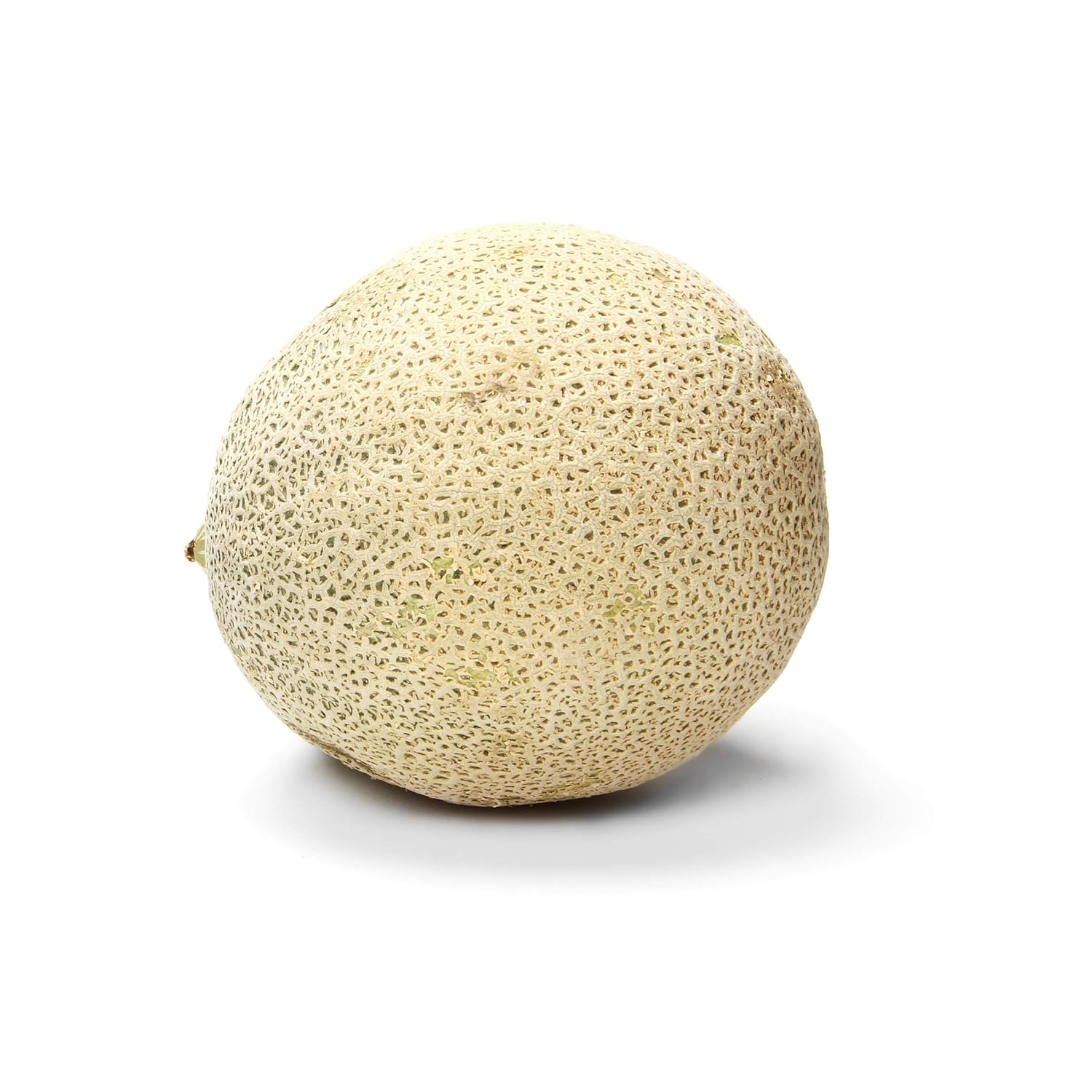 Fresh organic cantaloupe melon on a white background, showcasing its ripe orange flesh and textured rind.