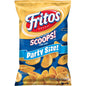 Fritos Scoops! Corn Snacks party size bag, 15.5 oz, showing crispy, curved tortilla chip snacks in a large bag.