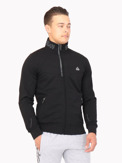 Front view of SCR Sportswear men's All-Day Comfort full zip sweatshirt, athletic-casual bomber jacket with comfortable fit.