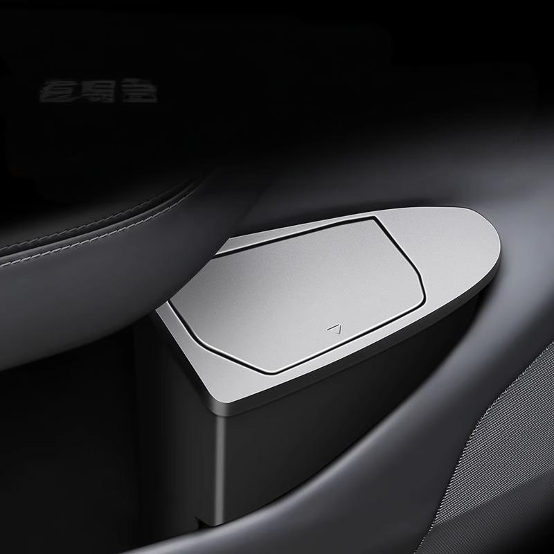Two Tesery Tesla Model Y Juniper front door trash can organizers, compact storage boxes for convenient waste management.