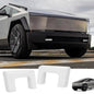 Pair of Tesery Official Tesla Cybertruck front tow hook covers, 2-piece set with black plastic design for easy installation.